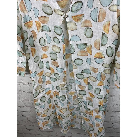 Click Color Me Cotton Lagenlook Linen 3/4 Sleeve Long Vest Cardigan Small Artsy - Picture 5 of 6